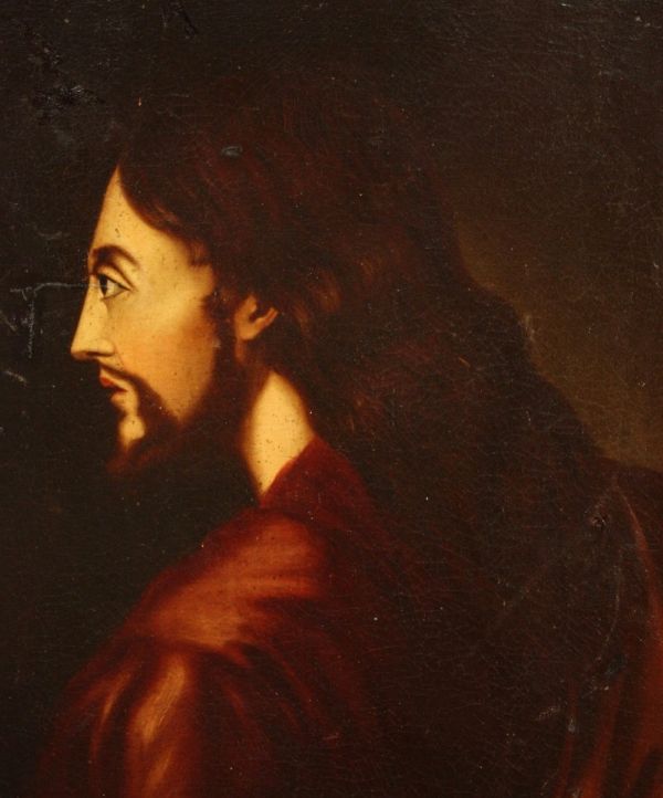 Dipinto italiano religioso raffigurante “Profilo di Gesù” della fine del XIX secolo –
