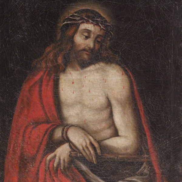 Dipinto spagnolo raffigurante “Cristo incoronato di spine” del XVIII secolo